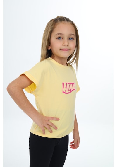 Toontoy Kids Toontoy Kız Çocuk Aloha Baskılı Tişört Sarı