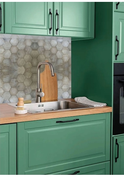 Tink Kendinden Yapışkanlı Altıgen Ahşap Desenli Pvc Panel 41 X 62