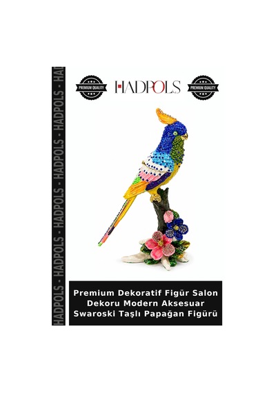 Premium Dekoratif Figür Salon Dekoru Modern Aksesuar Swaroski Taşlı Papağan Figürü