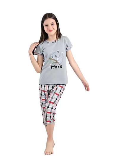 Miniğimin Cicileri Koala More Desenli Kız Çocuk Kapri Pijama ... Gri