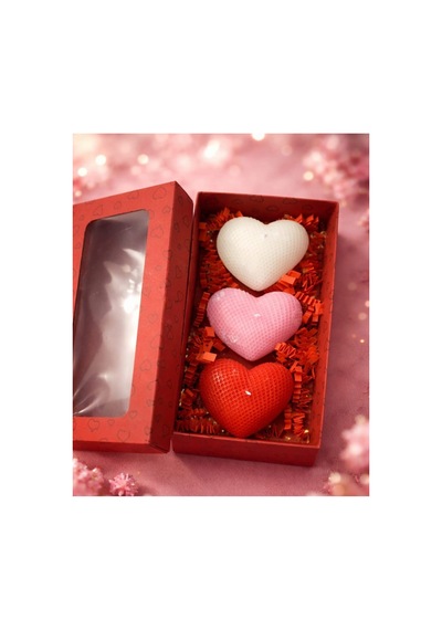 Hediyelik 3'lü Kalp Mum - 832125682