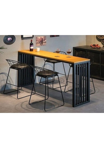 Umutpark Metal Ahşap Mutfak Masası. Meşe - Siyah Umutpark Metal Ahşap Mutfak Masası. Meşe - Siyah