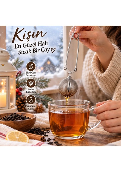 Bitki Çayı Demleme Süzgeci Paslanmaz Çelik Çay Ve Bitki Süzgeci Metalik