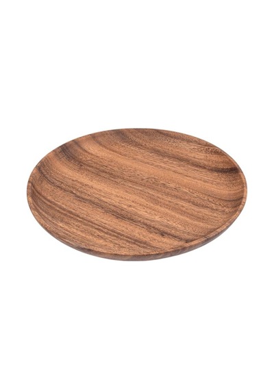 Akasya Tabak - Yuvarlak Servis Pasta Tabağı 25 Cm Kahverengi