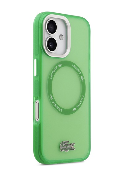 Apple Uyumlu iPhone 17 Kılıf Lacoste Lisanslı M-safe Özellikli İkonik Timsah Logolu Buzlu Kapak Yeşil Yeşil