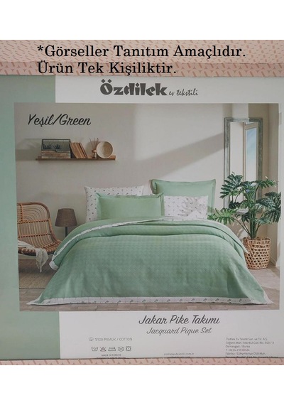 Özdilek Rf -yeşil- Jakar Biyeli Z Tek Kişilik Pike Takımı