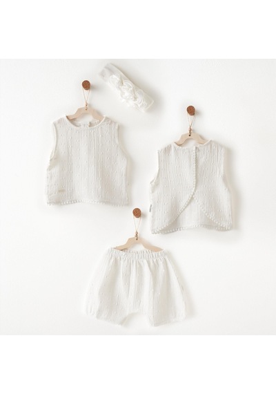 Andywawa Kız Bebek Takım 3 Parça Set Anw-ac26643 Ekru