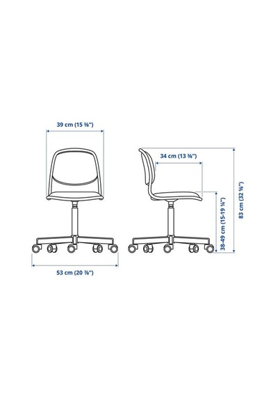 Ikea Örfjäll Çocuk Çalışma Sandalyesi, Beyaz-vissle Pembe