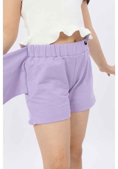 Toontoy Kız Çocuk Baskılı Beli Lastikli Anvelop Kapama Asimetrik Şort - Fermuarlı Torba Detaylı Lila Toontoy Kız Çocuk Baskılı Beli Lastikli Anvelop Kapama Asimetrik Şort - Fermuarlı Torba Detaylı Lila