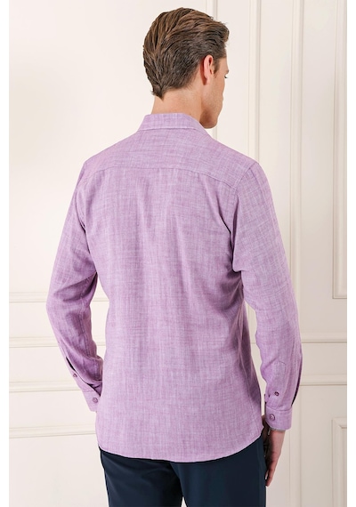 Efor Comfort Fit Balıksırtı Dokuma %100 Pamuk Klasik Mor Gömlek Gk 722 Mor