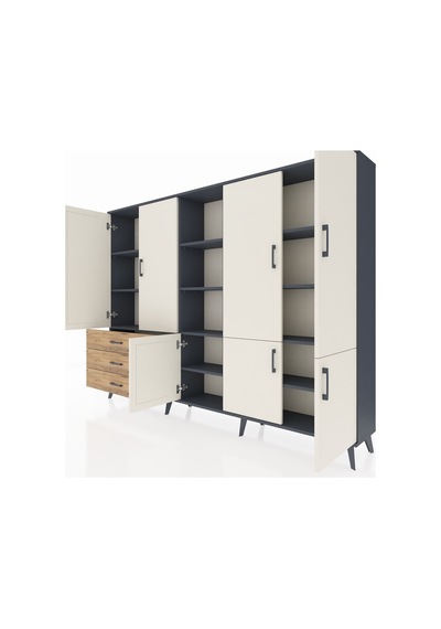Arges Dolap 11 Raflı 3 Çekmeceli 7 Kapaklı 220x30x163 Antrasit-ay Antrasit-aytaşı/çam Arges Dolap 11 Raflı 3 Çekmeceli 7 Kapaklı 220x30x163 Antrasit-ay Antrasit-aytaşı/çam