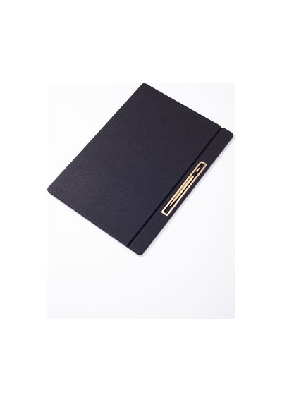 Turgut Office Deri Kapaklı Masa Sümeni Siyah Gold Detaylı 50 x 35 CM