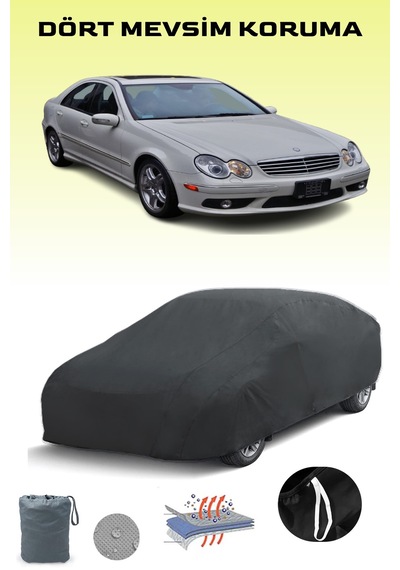 Siyah, Mercedes C-serısı T-modell W203 2001 - 2004, Araba Brandası, Oto Örtüsü, Araba Çadırı Siyah