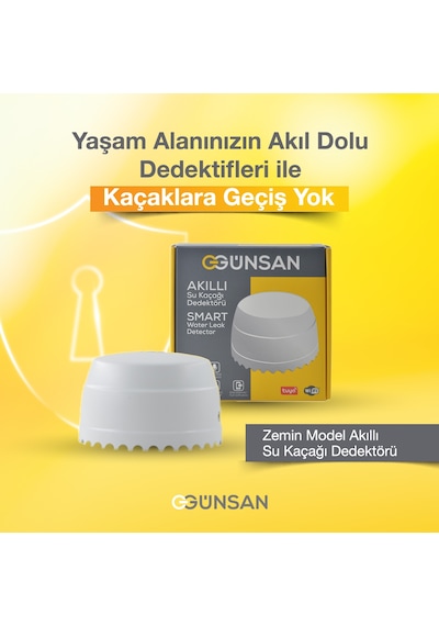 Günsan Akıllı Wifi Su Kaçağı Dedektörü Zemin Tuya & Smart Life Uyumlu