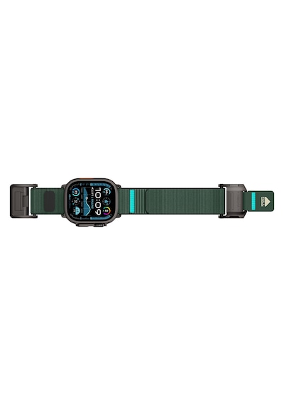 Watch 42mm Uyumlu Mohseven İwatch Mecha Sport Hasır Kordon Siyah-yeşil