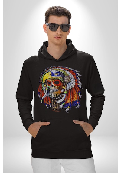Kızıl Derili Kuru Kafa Düş Kapanı Kadın Erkek Siyah Kapüşonlu Sweatshirt Hoodie Siyah