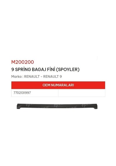 Bagaj Fını Spoyler Rüzgarlık Sprıng R9 1