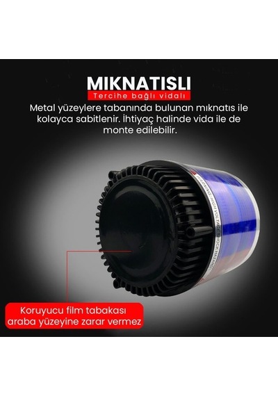 Çakar Tepe Lambası Mıknatıslı Ledli Flaşlı Ikaz Lambası Çakmaklık Çıkışlı