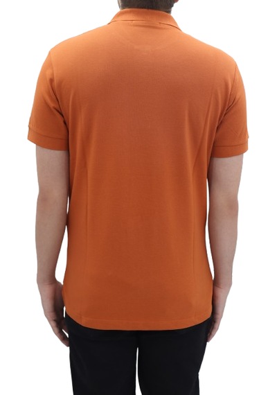 Santa Dmctekstil Erkek Dior Düz Spor Kesim Dar Kalıp Cepsiz Polo Yaka T-shirt Turuncu