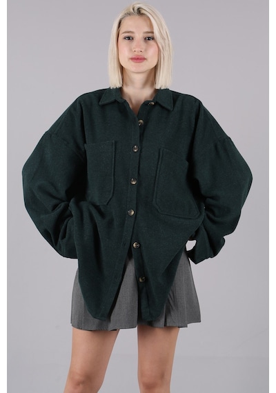 Madmext Yeşil Oversize Gömlek Ceket Mg1562 Yeşil