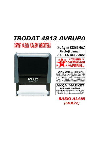 Trodat 4913 Firma - Ofis - Şirket - Doktor - Avukat Kaşesi N11.22645