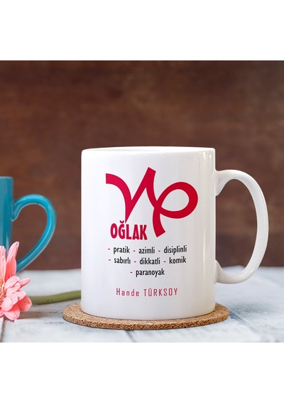Kişiye Özel Oğlak Burcu Beyaz Kupa Bardak
