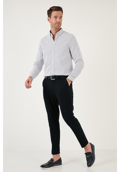 Buratti Kareli Pamuk Karışımlı Düğmeli Yaka Uzun Kollu Slim Fit Erkek Gömlek Cf23S7497 Lacivert-Siyah Buratti Kareli Pamuk Karışımlı Düğmeli Yaka Uzun Kollu Slim Fit Erkek Gömlek Cf23S7497 Lacivert-Siyah
