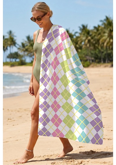 Geometrik Renkli Baklava Desenli Plaj Havlusu - Modern Pastel Çizgili Hızlı Kuruyan Mikrofiber Havlu Yağmur Rüyası Geometrik Renkli Baklava Desenli Plaj Havlusu - Modern Pastel Çizgili Hızlı Kuruyan Mikrofiber Havlu Yağmur Rüyası