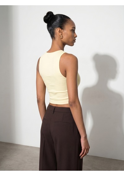 Dilvin 32941 Halter Yaka Crop Top-açık Sarı
