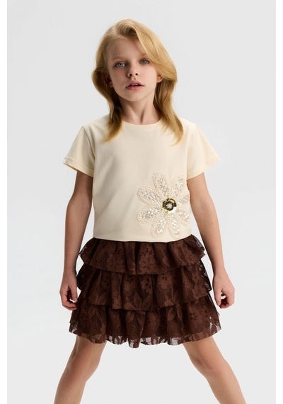 Nk Kids Kız Çocuk Brownie Etek Nk-51523-y Kahverengi