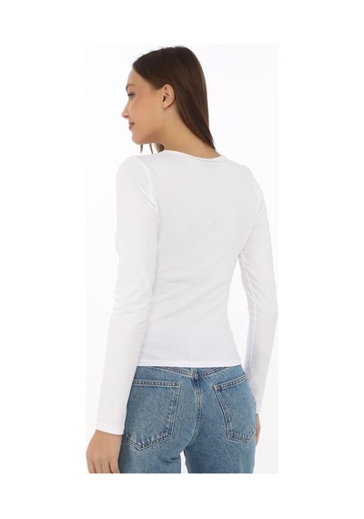 V Yaka Slim Fit Tişört-beyaz Beyaz