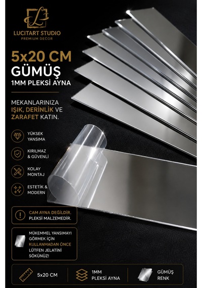 10 Adet 5x20cm Dekoratif Pleksi Ayna Kendinden Yapışkanlı Pleksi Duvar Aynası Gümüş Gold Rose Gold Mavi Mor Kırmızı Duvar Dekorasyonu Pleksi Ayna Gümüş Gümüş