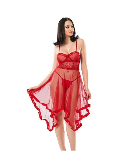 Hadpols Premium Gece Kıyafeti Romantik Akşam Çekici Model Fantezigecelik Lüks Şık Tasarım Gecelik Kırmızı