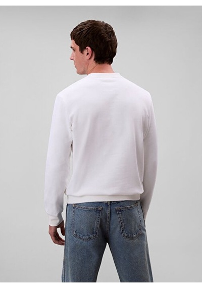 Calvin Klein Jeans Beyaz Erkek Regular Fit Sweatshirt Beyaz