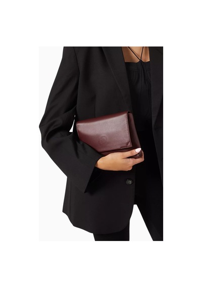 Studio Amelia Studıo Amelıa Sheath Bordo Deri Katlamalı, Manyetik Kapaklı Kadın Clutch Çanta