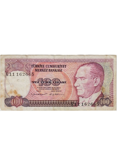 7. Emisyon 2. Tertip 100 Lira E11 Nadir Seri. Lekeli Çok Temiz.