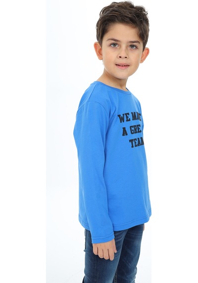 Toontoy Kids Toontoy Erkek Çocuk Baskılı Bisiklet Yaka Uzun Kollu Tişört Koyu Gri