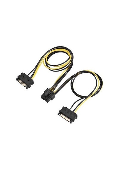 2x SATA to 6+2 Pin 8 Pin Ekran Kartı Güç Çevirici Dönüştürücü 18 AWG Kablo 20 CM