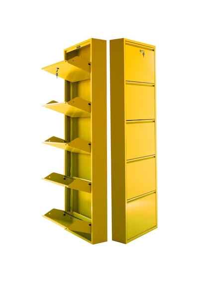Kilitli 5'li Metal Ayakkabılık - Sarı
