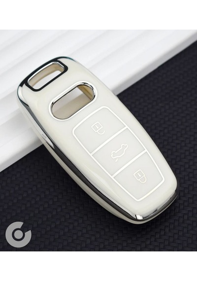Audi A3 A4 A6 A7 A8 & B9 C8 4k D5 & S7 S8 & Q7 Q8 & E-tron Tpu Anahtar Kılıfı Beyaz Gümüş