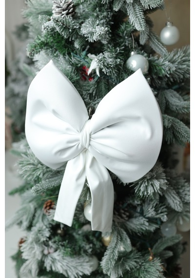 Yıllbaşı Ağaç Süs Noel Beyaz Fiyonk 30x35 Cm Küçük Beyaz - 789256581