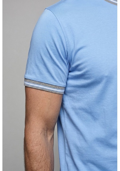 Bisse Mavi Studio Bi Si Klet Yaka Şeri Tli T-shirt Bsts26y26300 C35