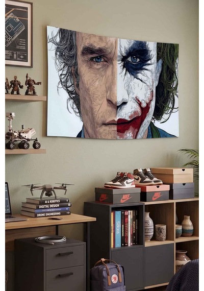 Joker Erkek Portresi Dekoratif Duvar Örtüsü Duvar Halısı Beyaz
