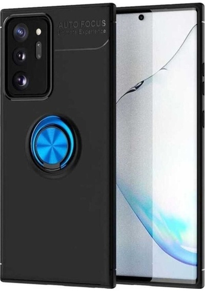Galaxy Note 20 Ultra Kılıf Zore Ravel Silikon Kapak Siyah-Mavi