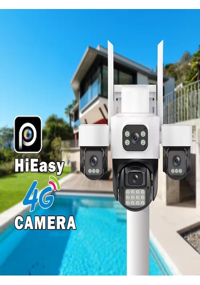 Inox X14 3mp+3mp+3mp+3mp 12mp 4g E-sim Kartlı 2xsolar Panelli 4 Lens 1 Ptz Akıllı Kamera + 128gb Sd Kart