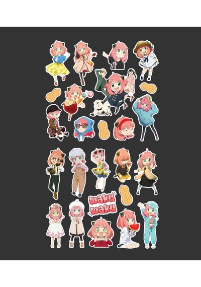 Spyxfamily-2 Li Anya Sticker Set Spy X Family Parlak Sticker Hediye Etiket Çıkartmaları Anime Süsleme Beyaz