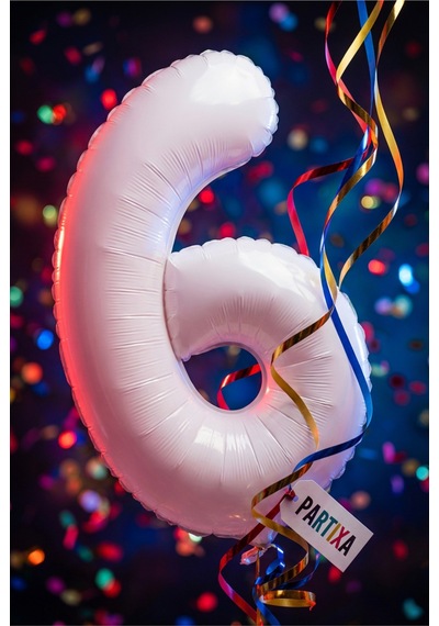 Beyaz 32 İnç Rakam 6 Folyo Balon 6 Yaş Doğum Günü Konsepti Sayı Balonu Helyum Uyumlu Parti Dekorasyon Süsleme Çok Renkli