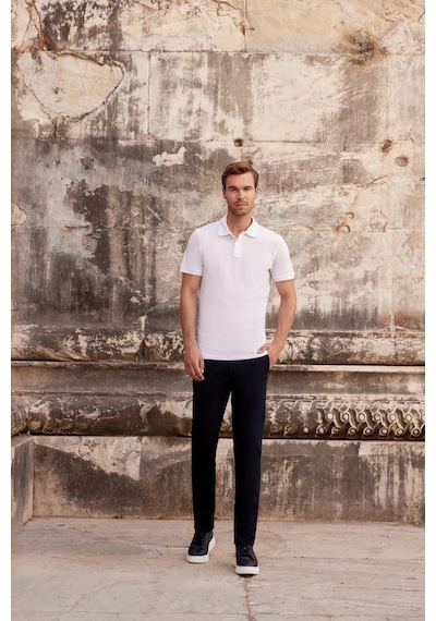 Beyaz Basic Düz %100 Pamuk Slim Fit Dar Kesim Kısa Kollu Polo Yaka Tişört 99yc018011600 Beyaz