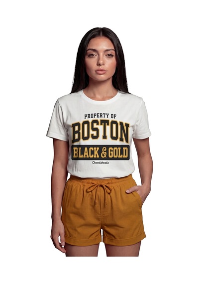 ''boston Black & Gold'' Yazılı Sportif Baskılı %100 Pamuk Rahat K Beyaz