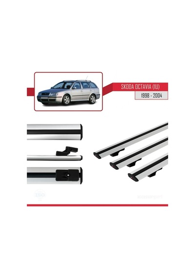 Skoda Octavia 1u 1998-2004 Arası İle Uyumlu Basic Model Ara Atkı Tavan Barı Gri 3 Adet